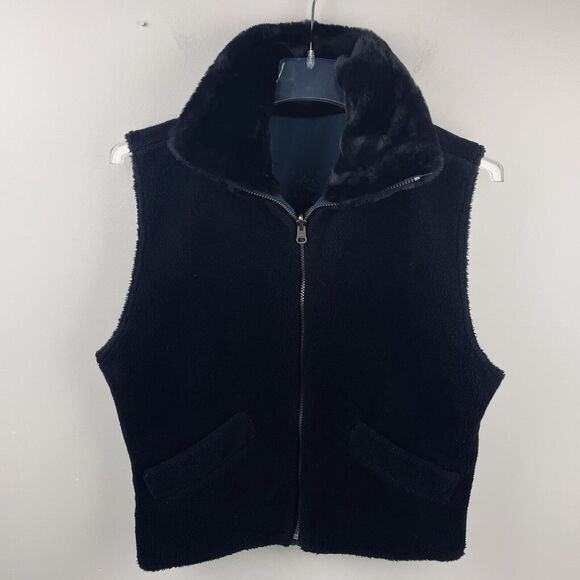 Vtg Nils Reversible Vest Women 8 Green Black Faux Fur Ski Equestrian Pockets USA - Picture 8 of 12